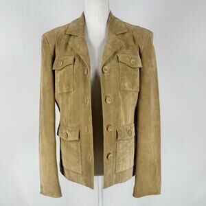 Mossimo Women's Vintage Genuine Leather Jacket Small Tan Beige